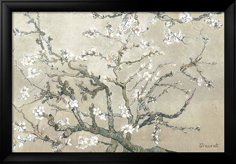 Almond Branches in Bloom, San Remy Grey - Vincent Van Gogh Paintings